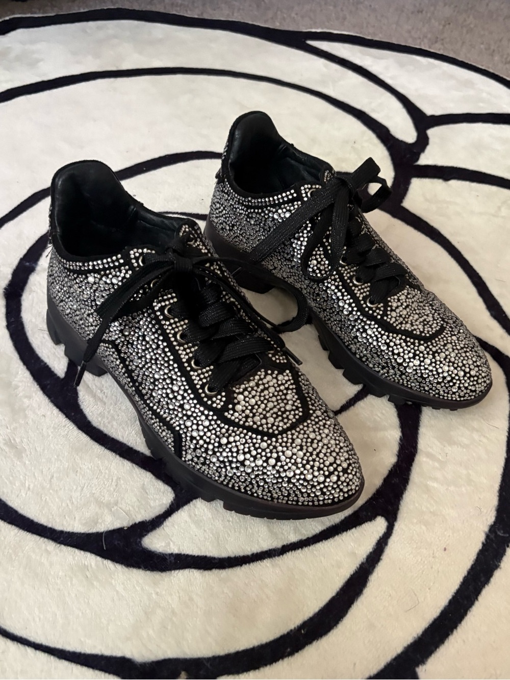 Women’s Black Rhinestone Accent Sneakers